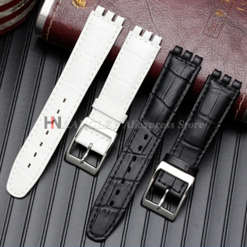 Genuine Cowhide Leather Waterproof Watch Strap – Brown & Black, 17mm/19mm, Unisex Sport Design