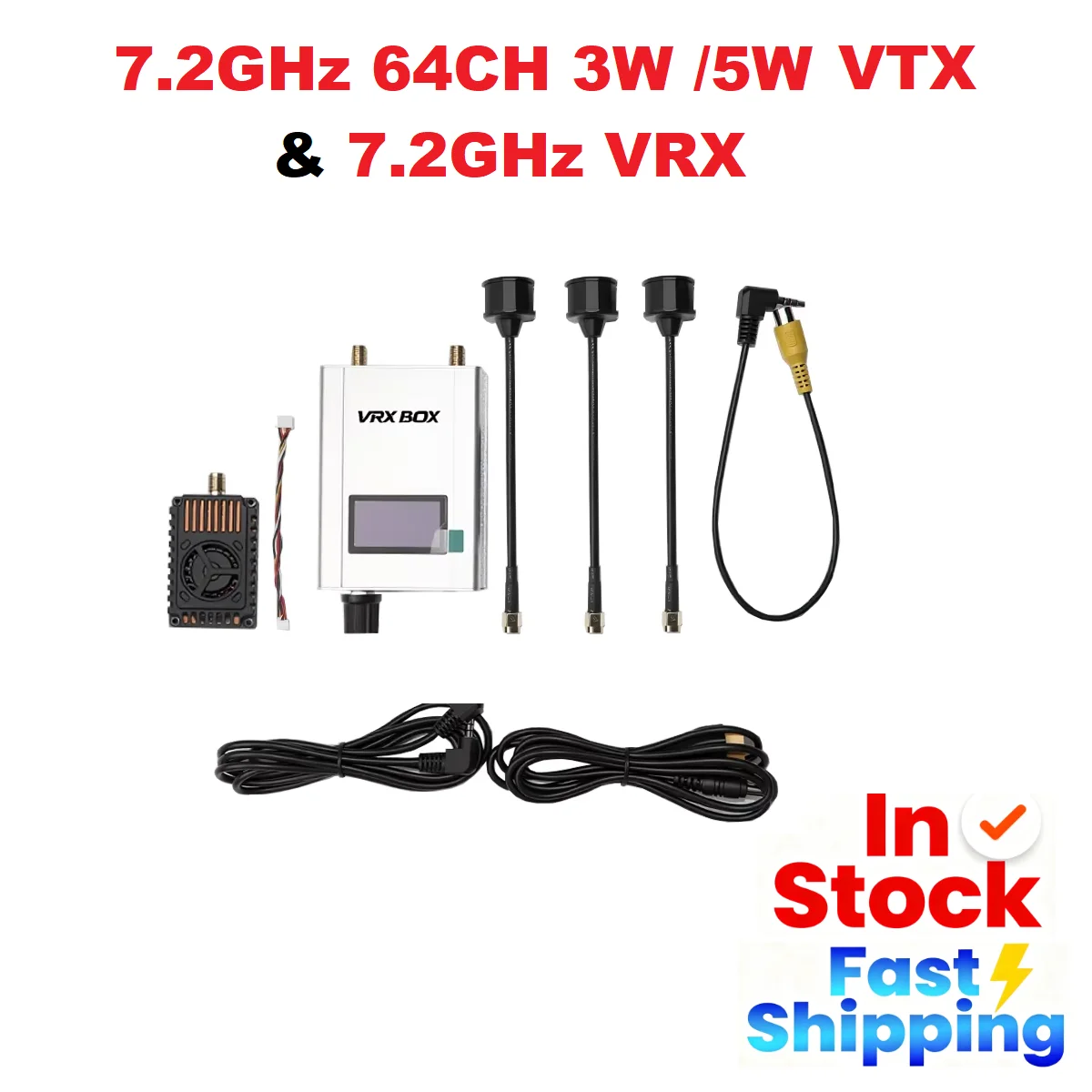 Émetteur Vidéo 7.2G 3W/5W VTX + Récepteur VRX pour FPV