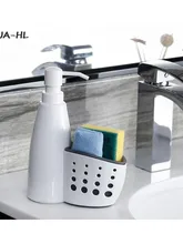  New 2 In-1 Dispenser Storage Box Liquid Detergent Sponge Drainboard Soap Holder Kitchen Liquid Detergent Storage Box 1pcs 