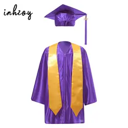 Kids Graduation Gown and Cap with 2023 Badge Tassel Graduation Sash School Uniforms Set Preschool Primary Ceremony Costume