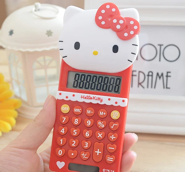 thumbnail image 1 of Calculadora electrónica de Hello Kitty para escritorio, hogar, oficina, escuela, herramienta de contabilidad financiera, diapositivas, funciones científicas, cálculo, regalos, 1 of 5