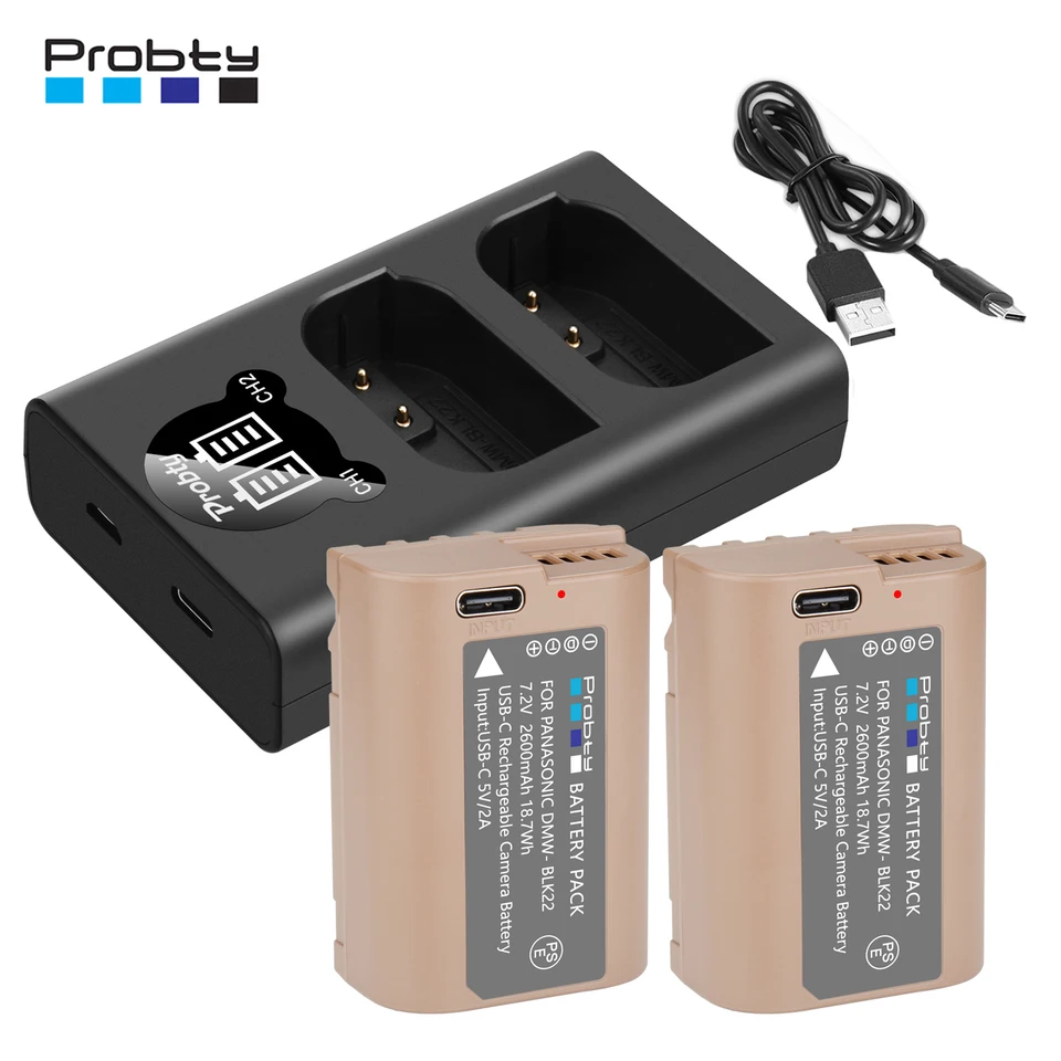 Panasonic S5 Ii PATONA Chargeur Double Pour DMW-BLK22 BLK22E Batteries Compatible Avec Panasonic Lumix DC-S5 S5 II S5K G9 DC-GH5 II GH6 GH7 Chargeur Avec Powerbank Fonction Et Stockage Sur Carte Mu00e9moire