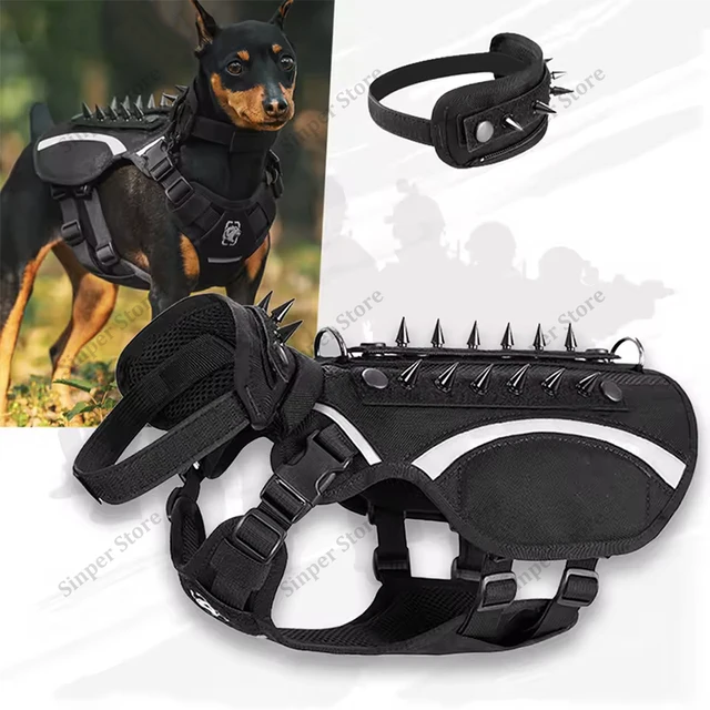 Tactical Dog Harness for Large Dogs, Heavy Duty Dog Harness with Handle Adjustable Reflective Military for Walking Training Tactical Dog Harness for Large Dogs, Heavy Duty Dog Harness with Handle Adjustable Reflective Military for Walking Training