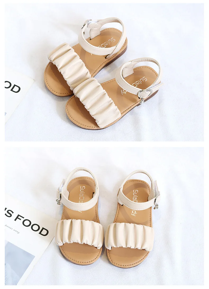 Summer Ruffles Baby Girls Sandals Solid Soft Sandals For Kids Toddler High Quality Beach Anti Slip Children Princess Shoes children's sandals