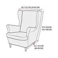 Stretch Wing Chair Cover Jacquard Wingback Sofa Slipcover Elastic Armchair Slipcover with Cushion Cover Furniture Protector 2