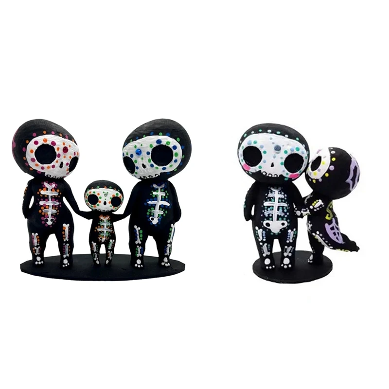 

Skull Family Figurines Resin Crafts Cute Statue Decorative Sugar Skulls Hand