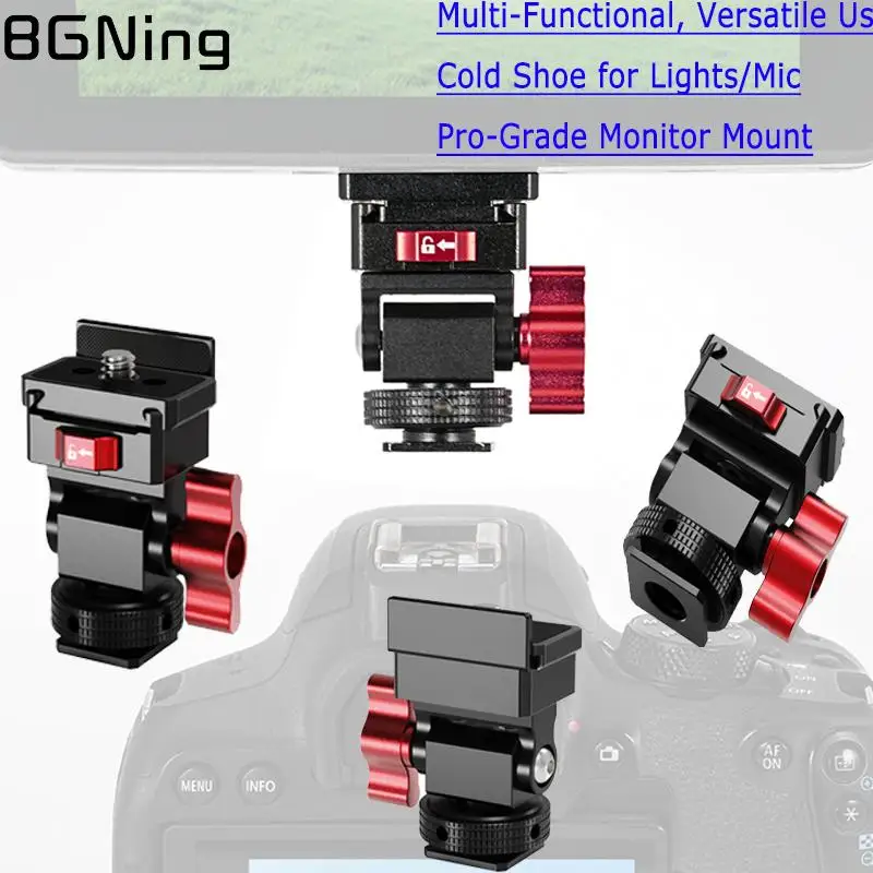 Video Rig Ball Head 360 Rotatable Monitor Mount 1/4" ARRI Pin Cold Shoe Quick Release Plate for DSLR Camera LED Light Microphone