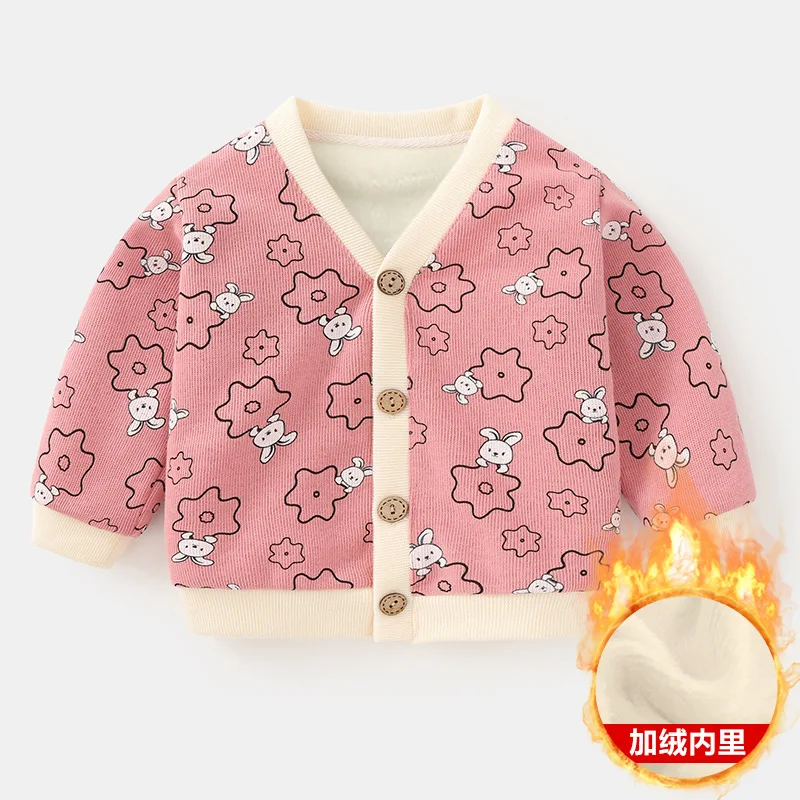 Spring Baby Boys Girls Knit Cardigans Cute Cartoon Kids Coat Infant Toddler Long-sleeve Sweater Jacket Plush Warm Baby Clothes kids clothes,baby jacket