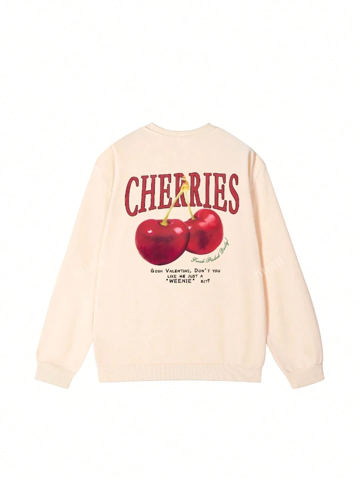 Casual Women's Sweatshirts Cherries Graphic Printing Hoodies