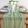 Semi-Sheer Gauze Table Runner Sage Cheesecloth Table Setting Dining Vintage Wedding Party Christmas Banquets Arches Cake Decor 1