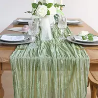 Semi-Sheer Gauze Table Runner Sage Cheesecloth Table Setting Dining Vintage Wedding Party Christmas Banquets Arches Cake Decor 1
