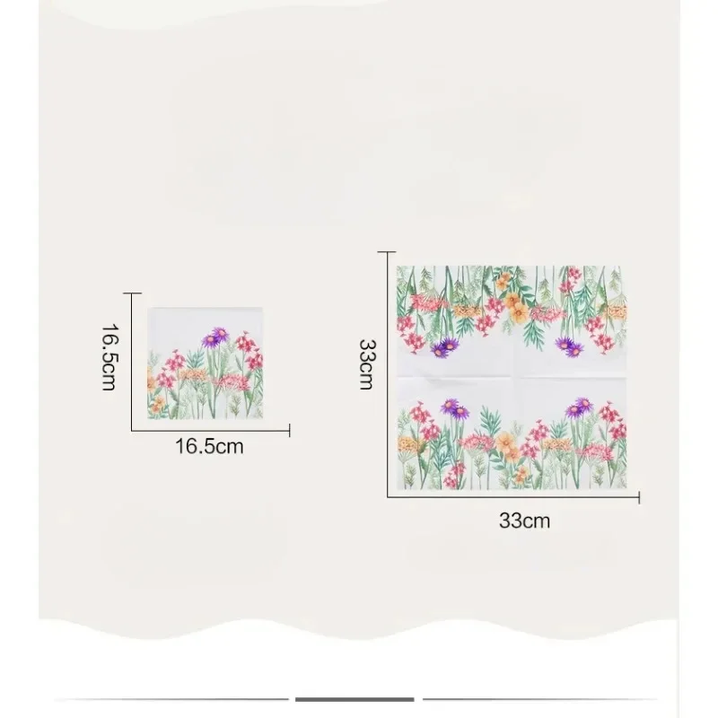 New Floral Colorful Printed Tissue Paper Napkins Forest Wedding Party Butterfly Bone Butterfly Bart Paper 20pcs Placemat