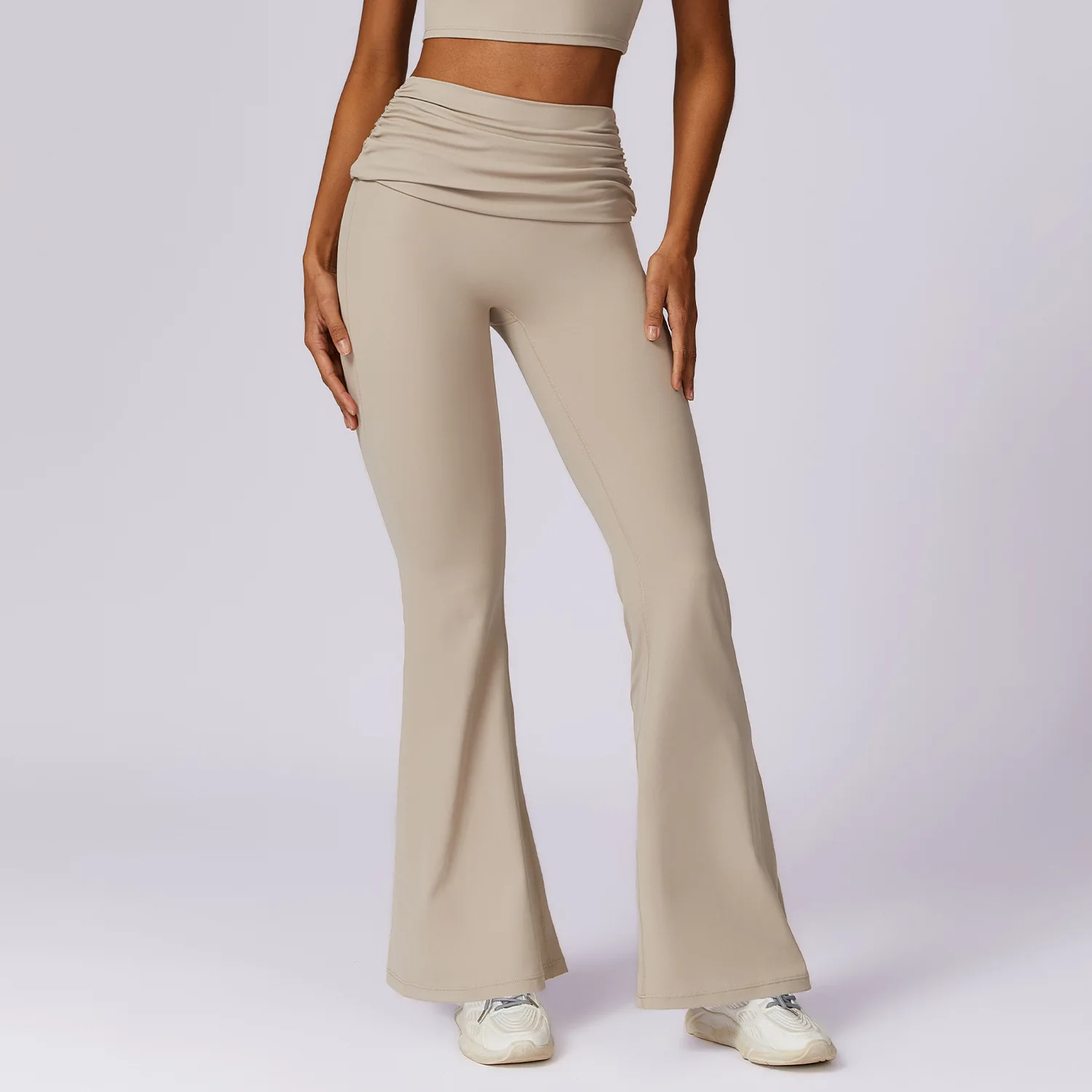 NCLAGEN Yoga Pantolon Kadınlar Için Kalça Kaldırma Çıplak Hissediyorum Rahat Geniş Bacak Yüksek Bel Ezme Cilt Dostu Spor Moda Çan dipleri