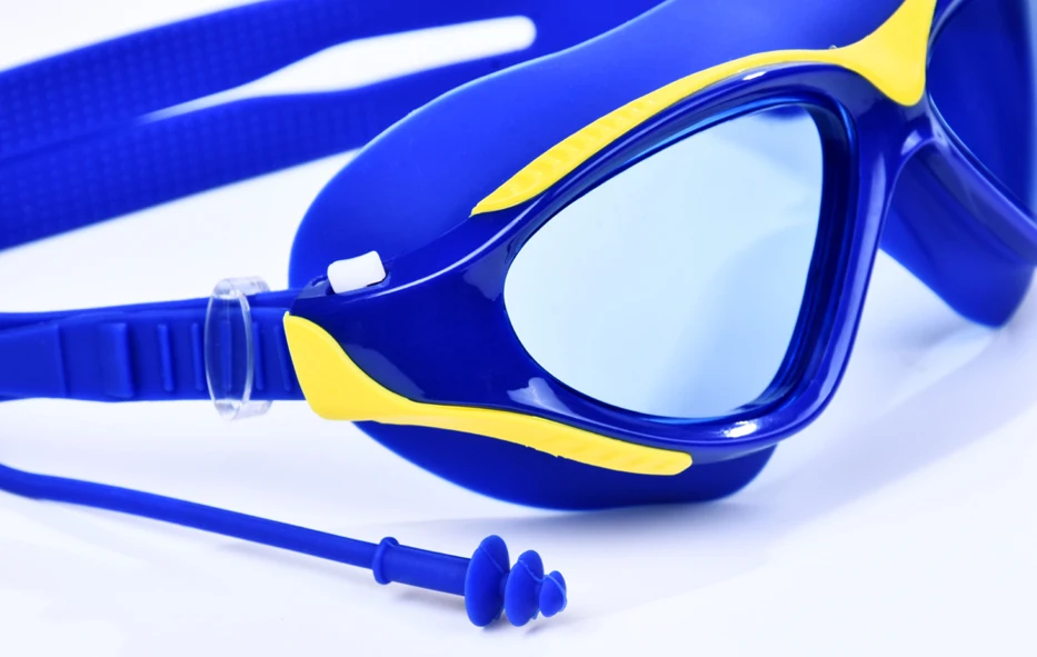 Adjustable comfort strap system on professional swim goggles.