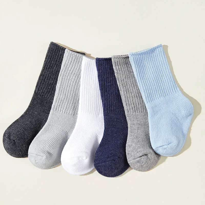 6Pair/lot 100% Pure Cashmere Indoor Thick Solid Color Baby Winter Warm Knitted Soft Boys and Girls Mid Tube Socks 0-2Y