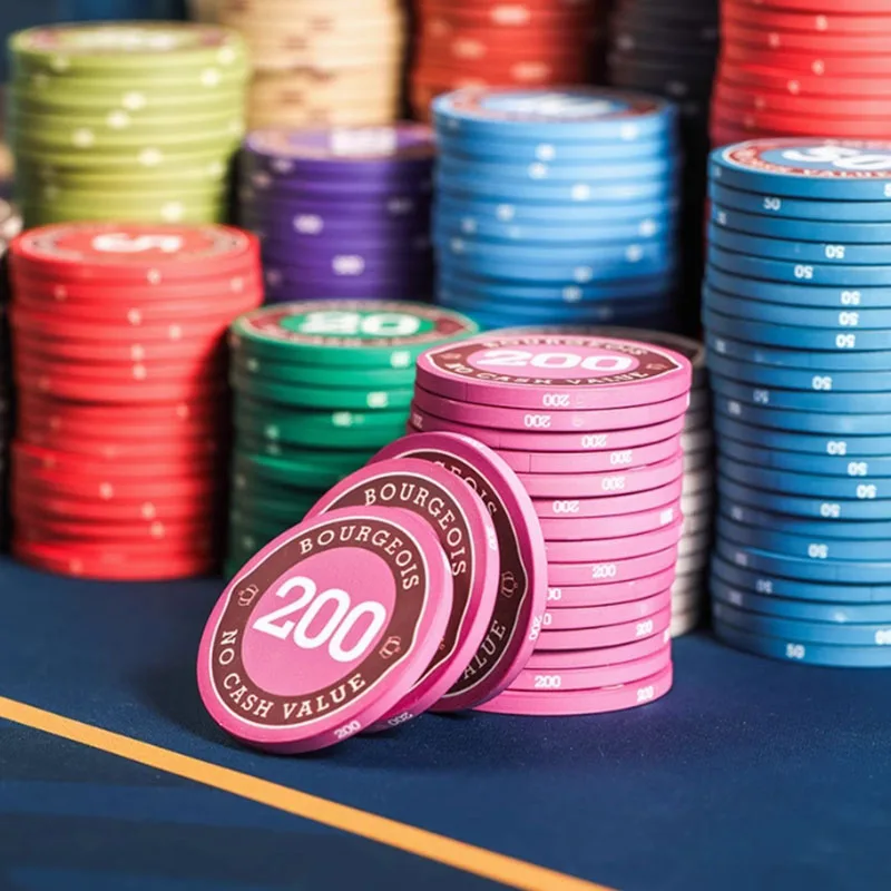 10개 43mm 텍사스 홀덤 세라믹 포커 칩, 가격표가 있는 전문가용 칩, 마작 칩 코인 보드 게임 테이블 게임