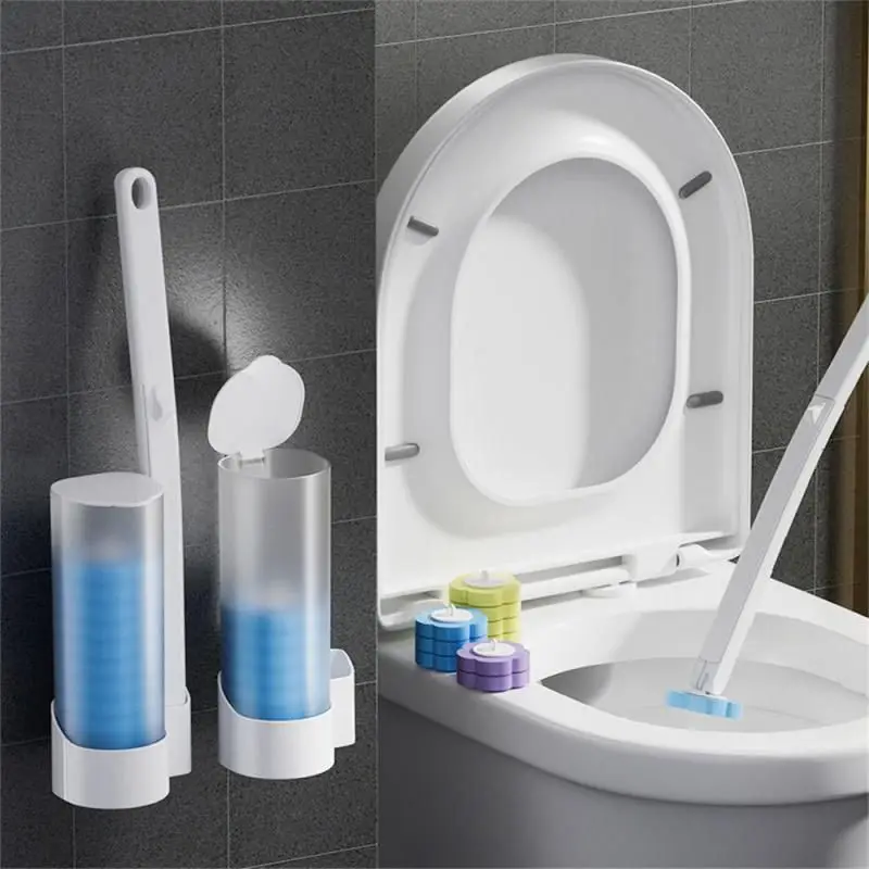 

Wall-mounted Toilet Brush Throwable Replacement Brush Head Toilet Cleaning Brush Set Brush With 6 Replacement Brush Head