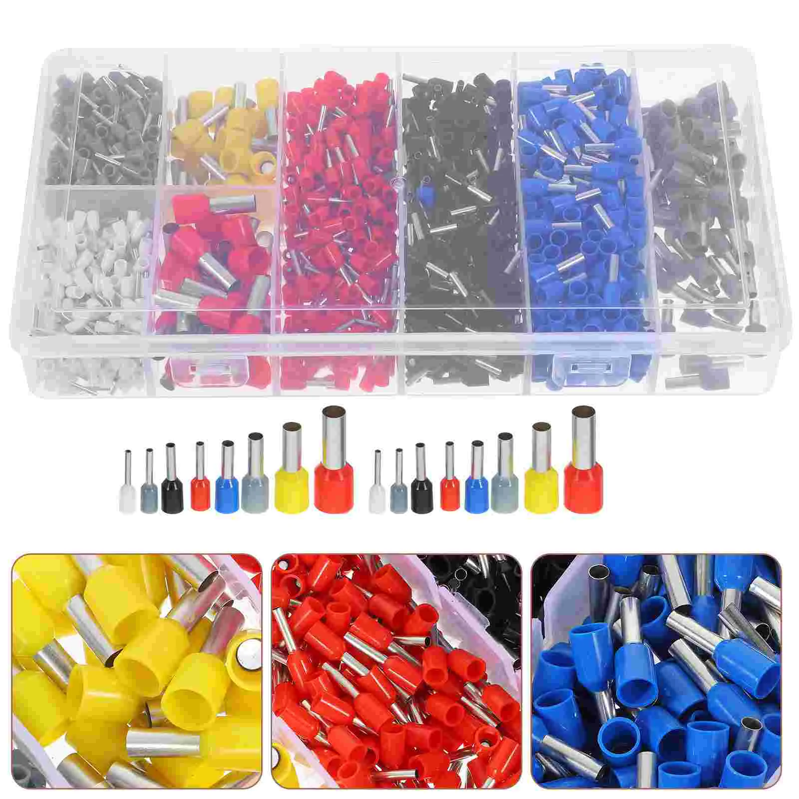 

1200 Pcs Cold-pressed Terminal Motor Bikes Wire Electrical Connectors Wiring Ferrules Crimping Tool Kit Pvc
