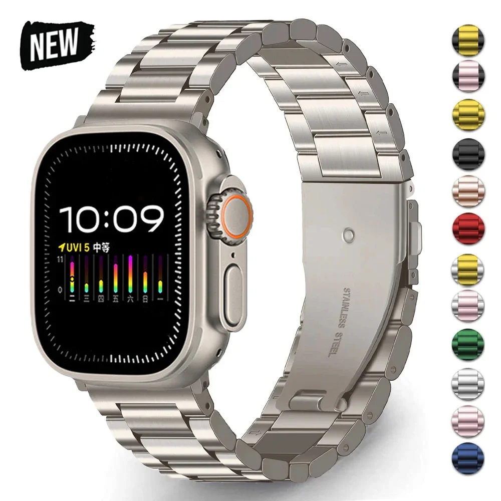 

Stainless Steel Metal Band for Apple Watch Sereis 9 8 7 41mm 45mm Bracelet For iWatch Ultra 2 49mm 6 5 4 se 44 40 38 42mm Correa