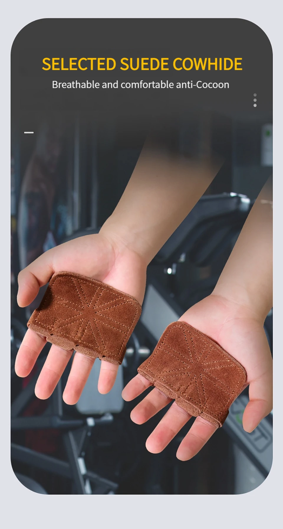 Description Picture 6 of itemCowhide Ventilated Weight Lifting Gloves Men Women Gym Workout Gloves for Fitness Weightlifting Pull Ups Palm Protection Support