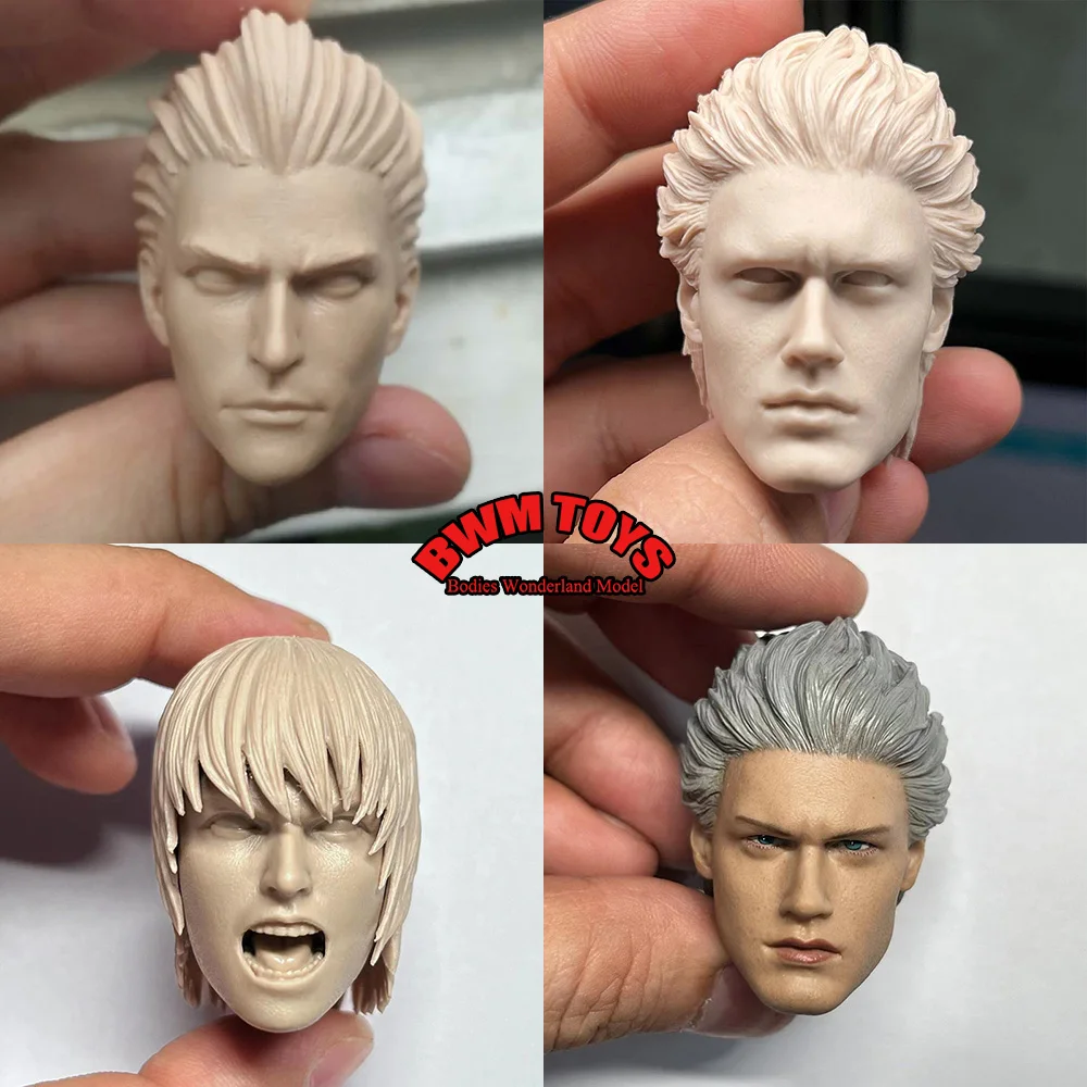 

Unpainted White Model1/6 Scale Male Head Sculpt Vergil DANTE Head Sculpt Carved for 12 inches Male Action Figure Body