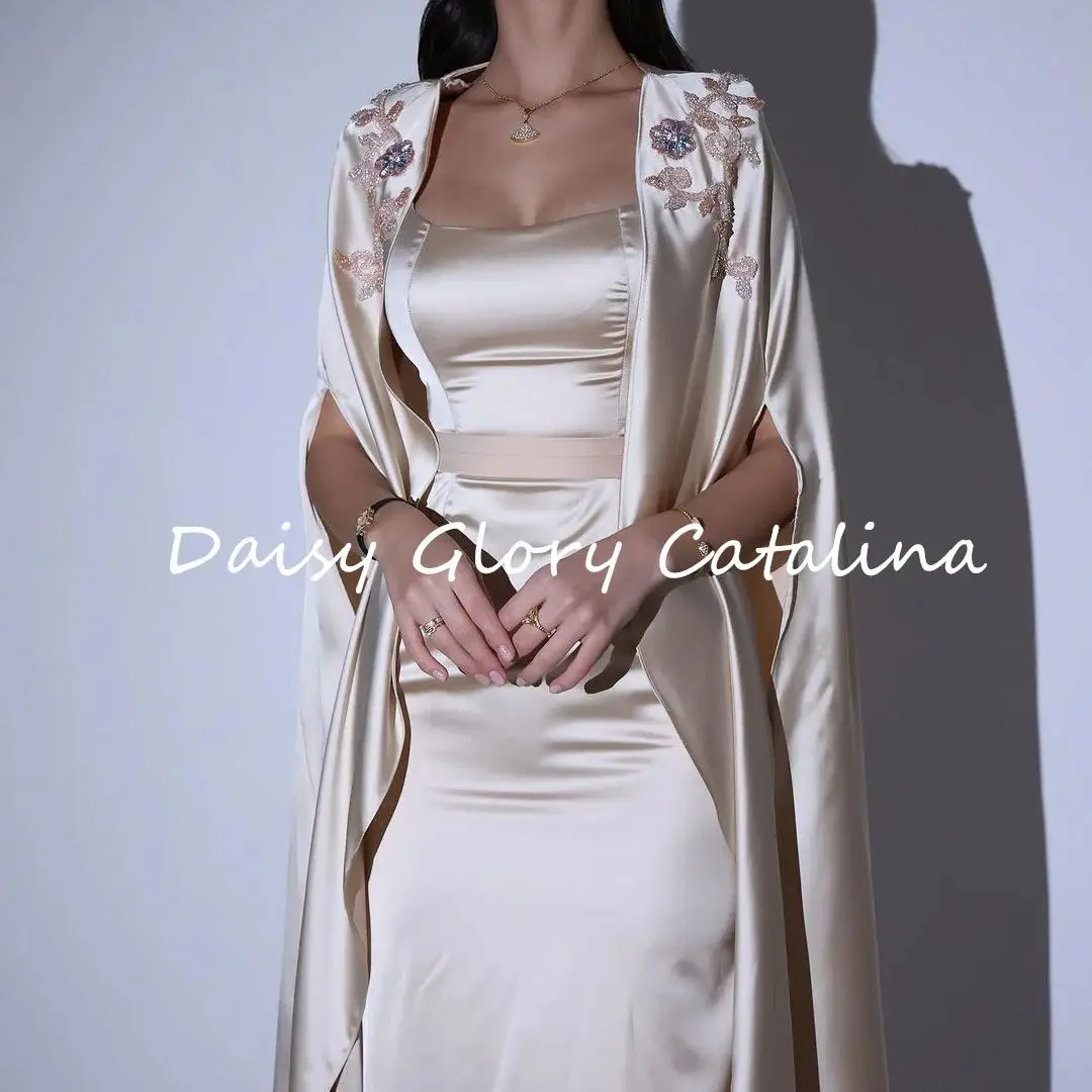 

White Strapless Prom Dresses gala Square Neckline Evening Party Dress For Women Beading Mermaid Saudi Arabia Formal Wedding 2024