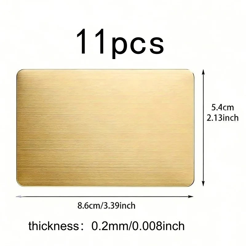 11pcs 골드 매트 금속 명함 맞춤형 전시회 손님 ID 카드 사무실 통신 선물용 내마모성 알루미늄 플레이트