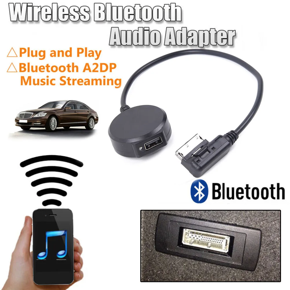 New Black Interface Wireless Bluetooth USB Music AUX Cable For Mercedes