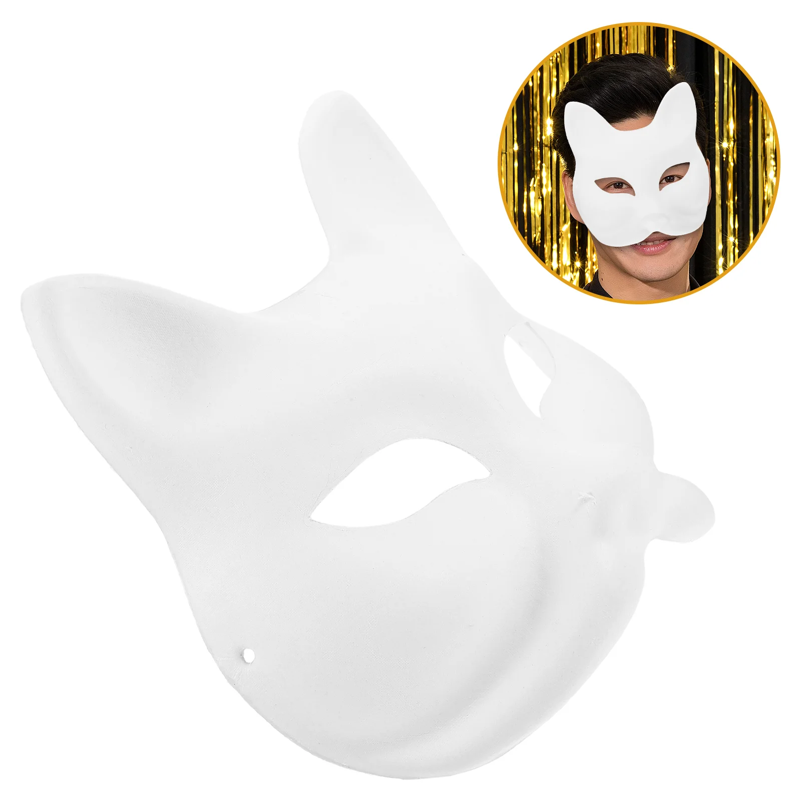 Kitsunes Fox Masks 3Pcs Blank Paper Cat Half Face Cover Diy White Animal Masks Fox Cosplay Costume Japanese Anime