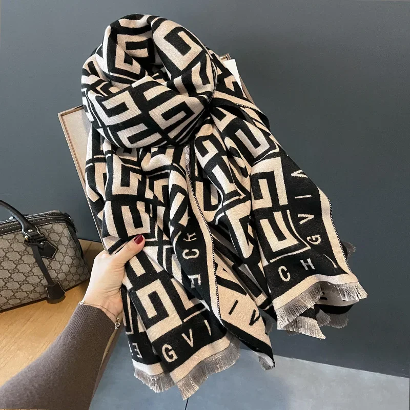 

Ligentleman Winter Scarf Warm Women Cashmere Scarves Fashion Pashmina Shawl Wraps Designer Neckerchief Female Foulard Bufandas