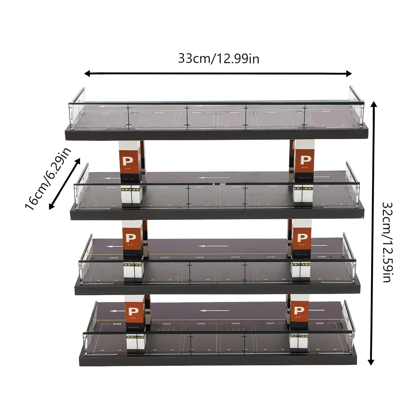 1:64 Car Diorama Parking Lot Car Model Collection Display Cabinet Stand 4 Tier 24 Display Slots 3