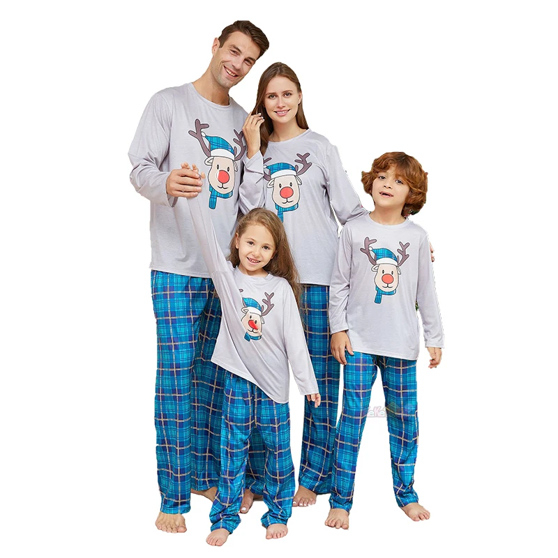 thumbnail image 1 of Conjuntos de pijamas navideños a juego para toda la familia, pijamas de 2 piezas con estampado de cuadros de alce de Año Nuevo 2024, pantalones estampados para adultos, niños y bebés, ropa navideña, 1 of 5