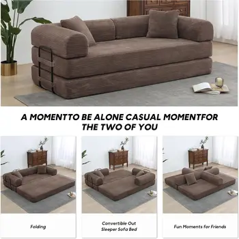 Divani letto convertibili a compressione pieghevole, comodo divano letto da terra in velluto a coste con divano da terra con struttura a forma fissa 1