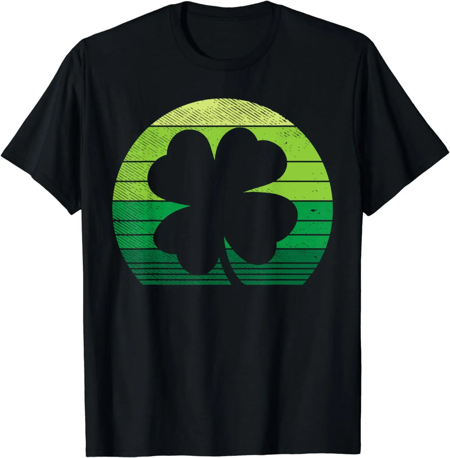 

Shamrock Clover Outline Green Stripes Lucky Irish Retro St Patricks Day T-Shirt for Men Women Streetwear Casual Four Seasons