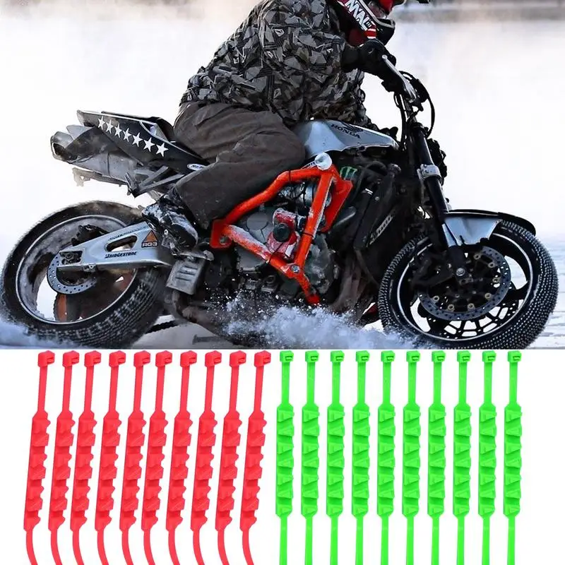 

10pcs Anti-Skid Snow Chain Motorcycles Bicycles Wheels Tire Non-slip Snow Chains Anti-skid Cable Ties Road Safety Accessories