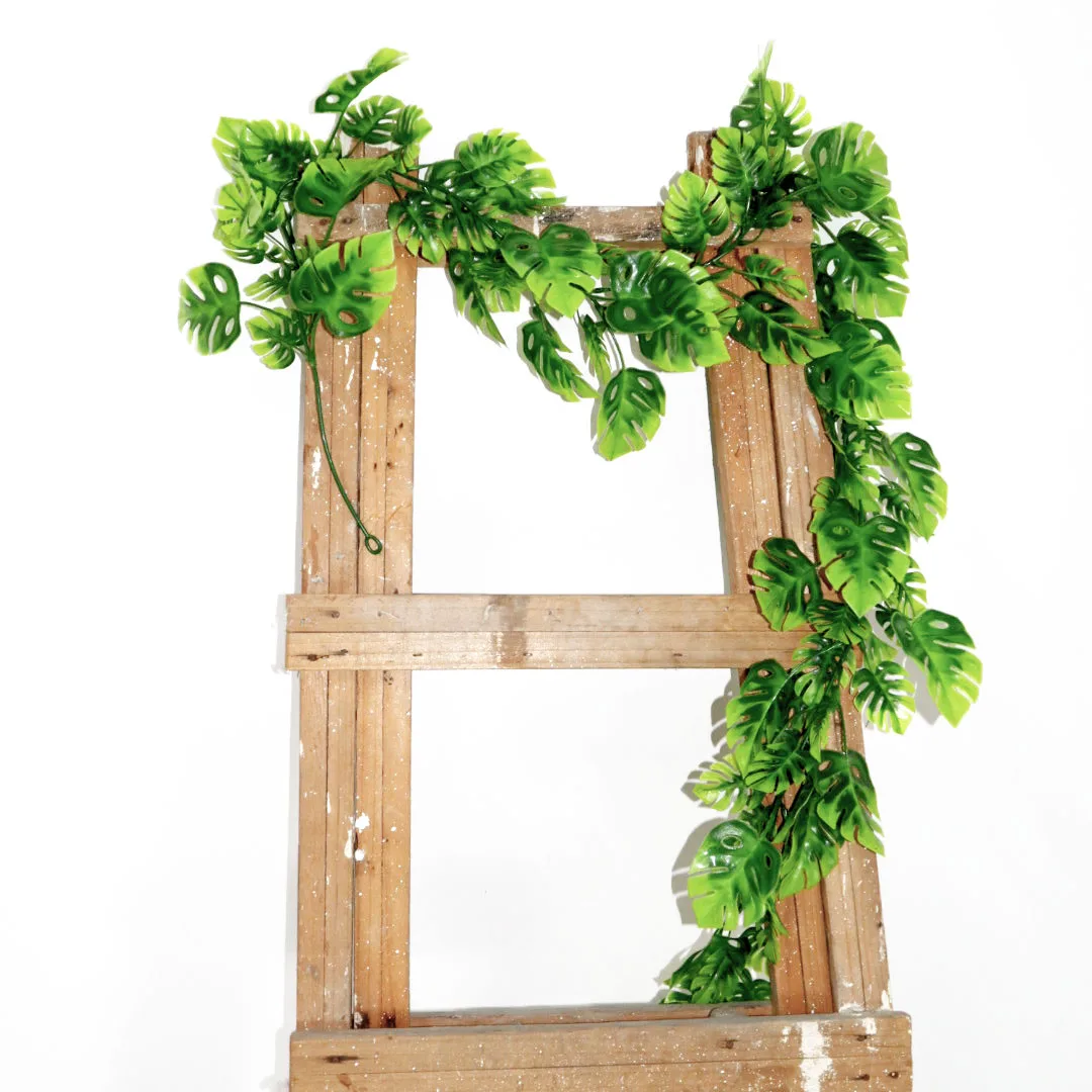 1 יחידה גרלנד צמח ירוק מלאכותי מונסטרה, ג'ינג'ר מזויף תלוי, מתאים לקישוטים בחוץ, חתונות ואירועים, עלה תלוי מזויף לא דוהה, מתאים לקיר, בית, קישוט חדר שינה