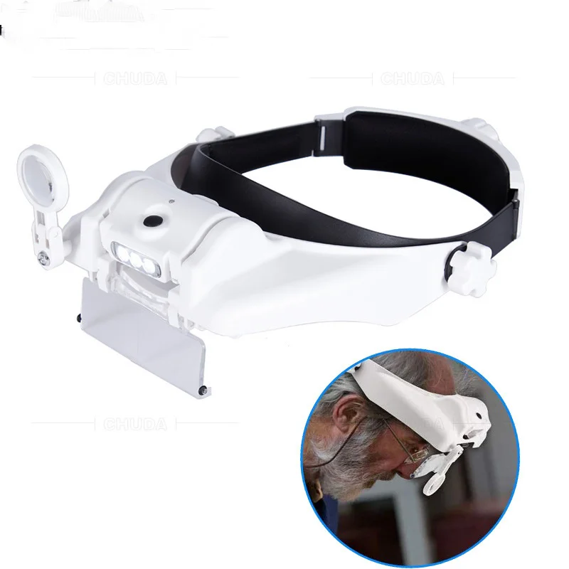 

1.5X 2X 8X Eyebrow Grafting Magnifying Glass with Usb Charging Head-Mounted Magnifying Glass Embroidery Tool Super Bright Led