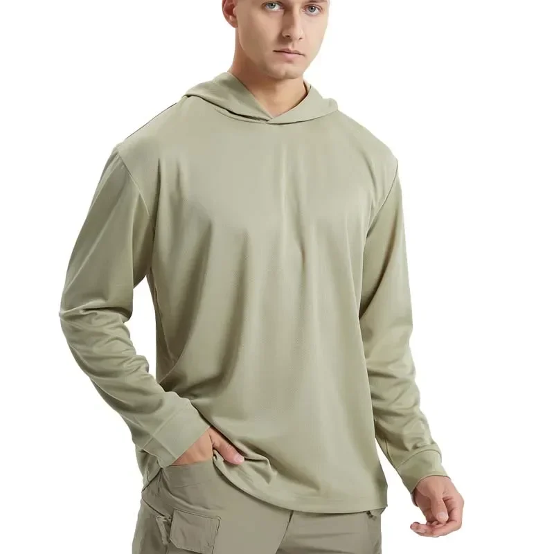 Tactical T-Shirts UPF Sun Protection Mens Long Sleeve Hoodie Casual Quick Dry T Shirts Hiking Cycling Sports Run Pullover Tops 3