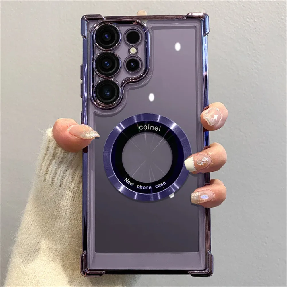 Enhanced Shockproof Clear Magnetic Phone Case with Magsafe Plating