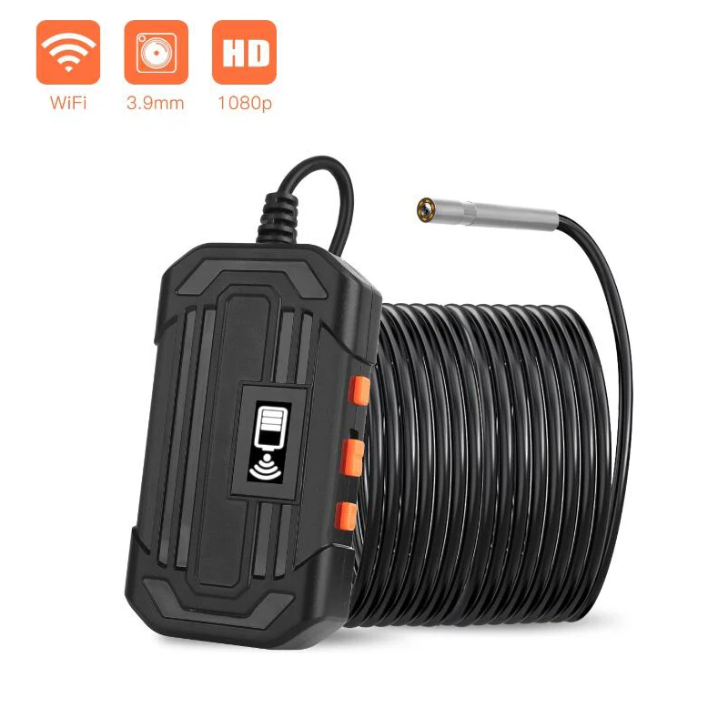 

3,9 мм промышленный Wi-Fi эндоскоп HD1080P камера с одним объективом камера для осмотра автомобиля бороскоп IP67 Водонепроницаемый 2600 мАч жесткий кабель