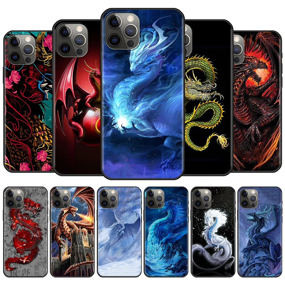Best Phone Case For iPhone 11 12 13 Pro Max Mini 6 6S 7 8 Plus 5 5S SE(2020) X XR XS Max Shockproof Fundas Animal fashion Dragon 11 cases