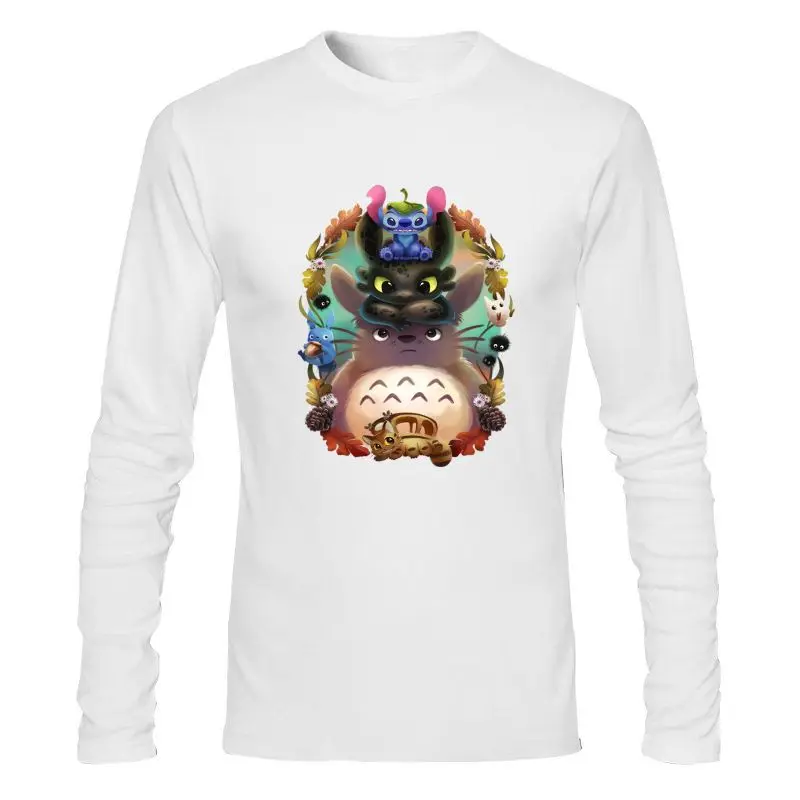 Мужская одежда Новая Черно-белая футболка Totoro |