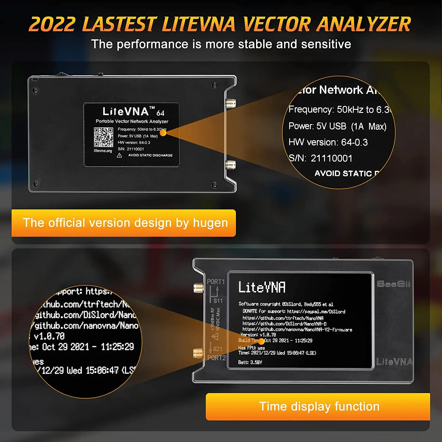 Upgraded LiteVNA 50kHz-5.3GHz Vector Network Analyzer NanoVNA 4" Antenna Analyzer with 32GB SD Card Measure S Parameters HF VHF 5