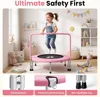 36" Toddler Trampoline for Kids Ages 1-6 with Safety Pad, Adjustable Handle, Easy Fold, Indoor/Garden Fun & Exercise