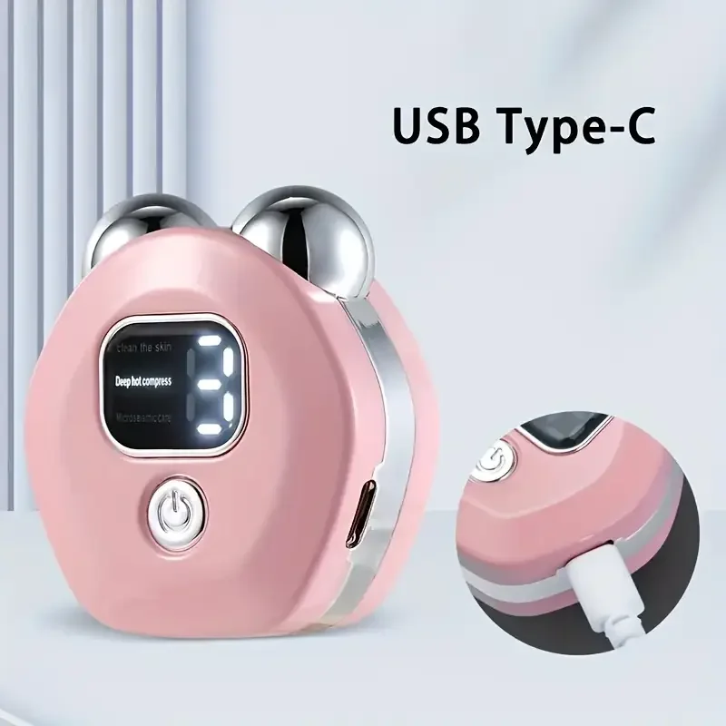 Rechargeable facial massager, 3 thermal vibration modes, women's portable skincare device, deep hot compress compression for mus 5