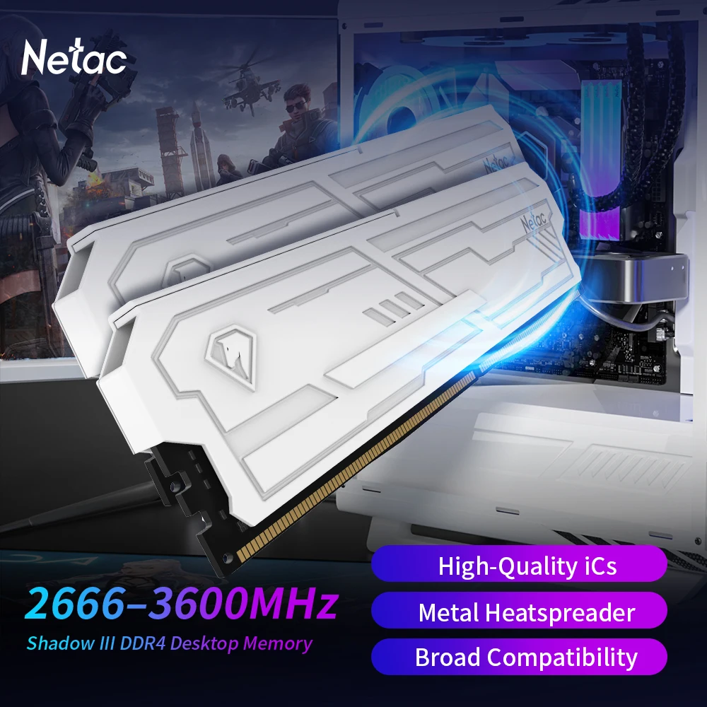 Memória RAM Netac Shadow III 16 GB (2x8 GB) DDR4 3200 MHz CL16