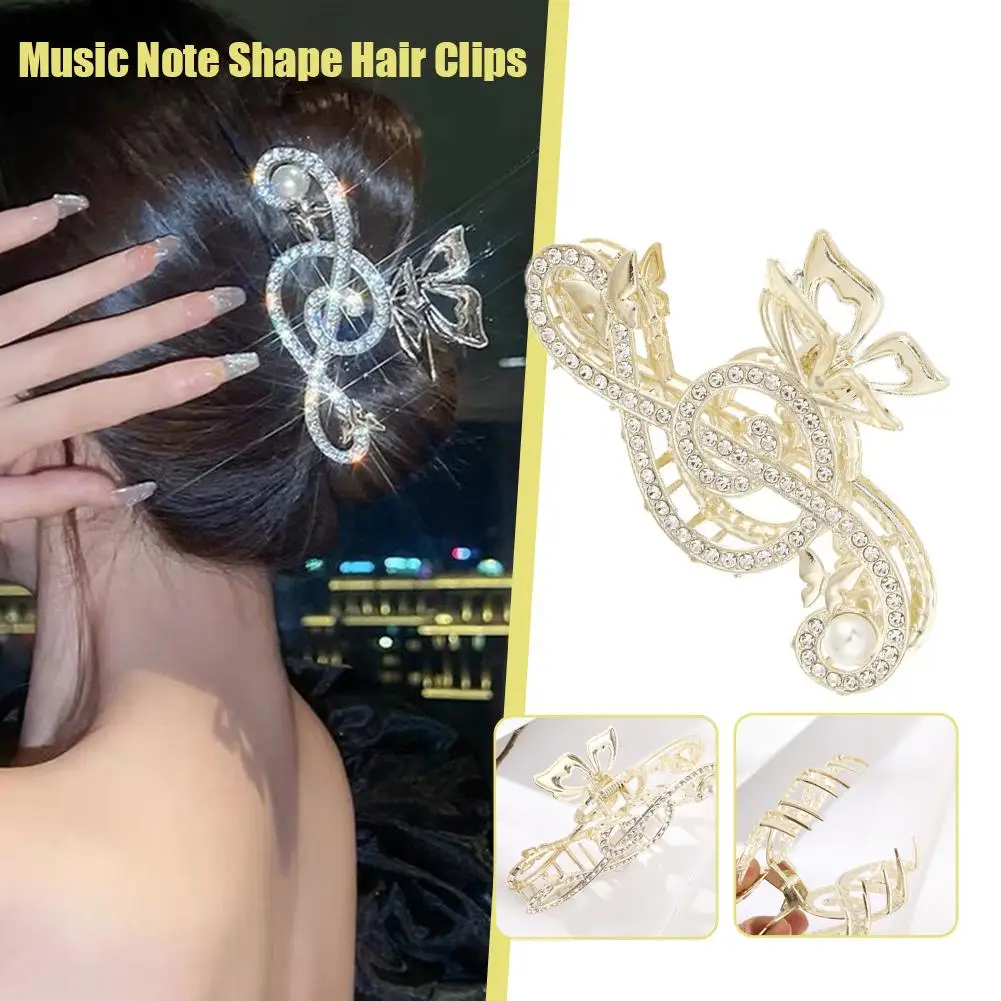 

Elegant Women Hairpin Fashion Musical Note Butterfly Rhinestone Type Headdress Shark Pearl Clip Luxury Glitter Hair N7D8