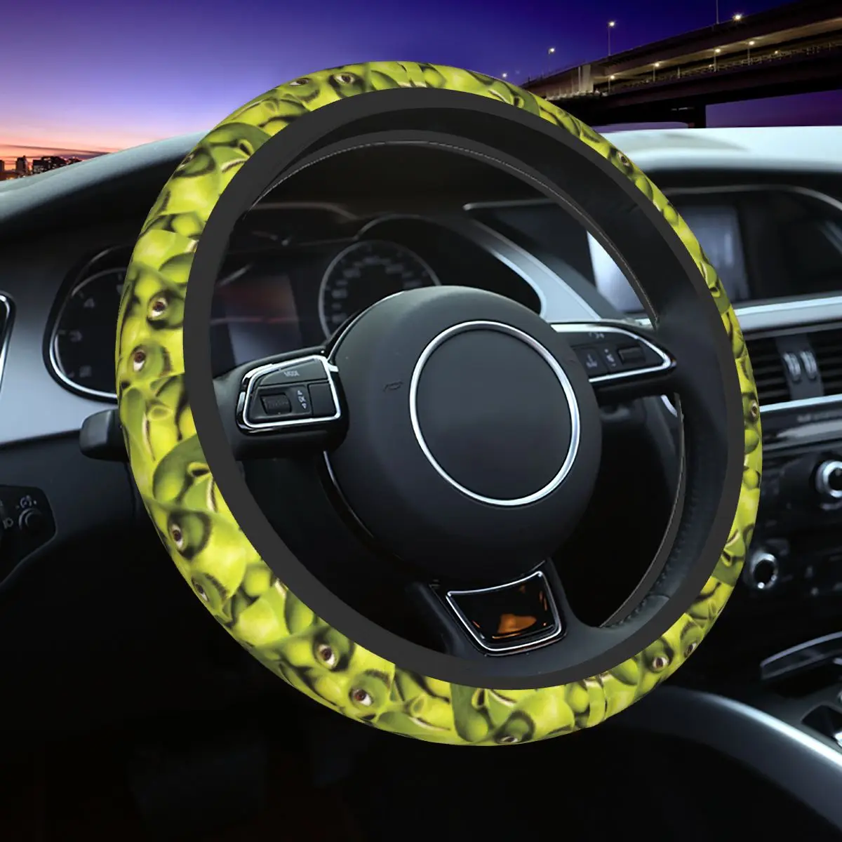 Shrek Meme Collage Steering Wheel Cover - Universal Elastic Car Accessory