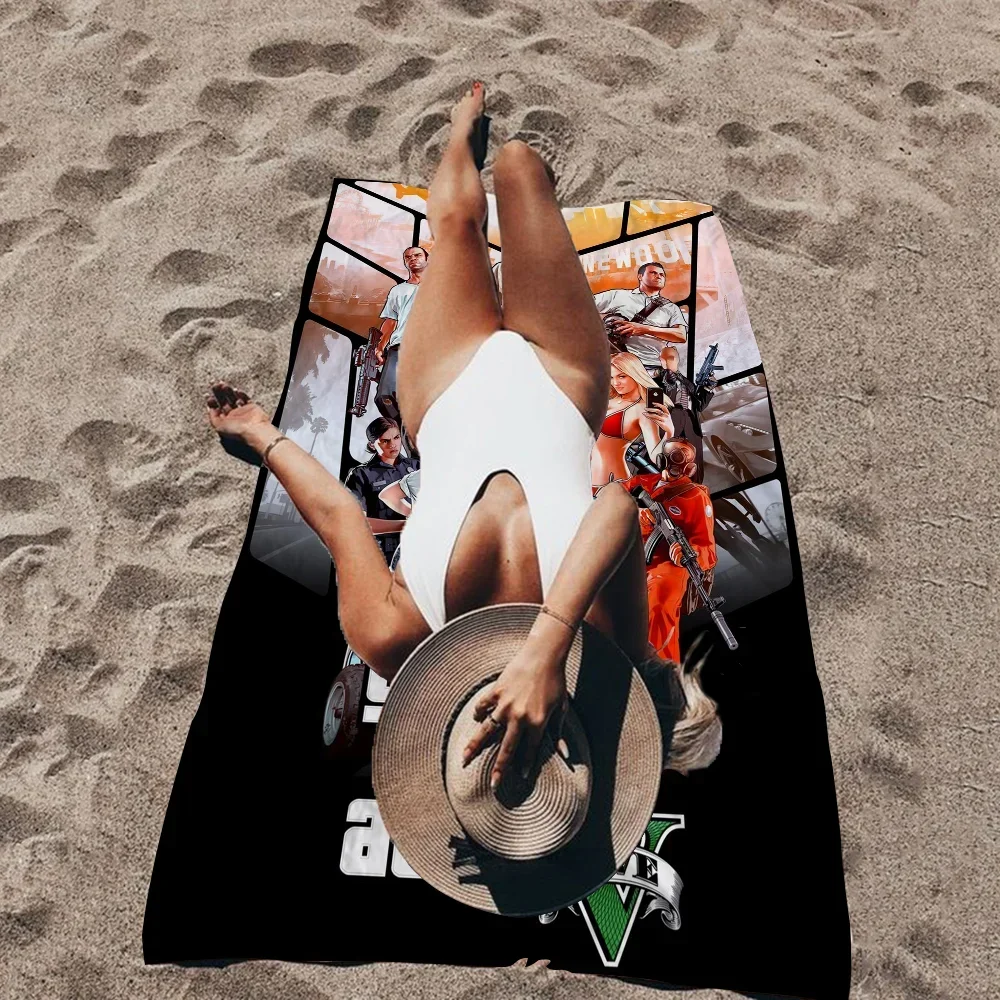 G-GTA 5 G-Grand Theft A-Auto Video Game Microfiber Beach Towel Quick Dry Soft Yoga Swimming Resort Mountain Climbing Towel 2