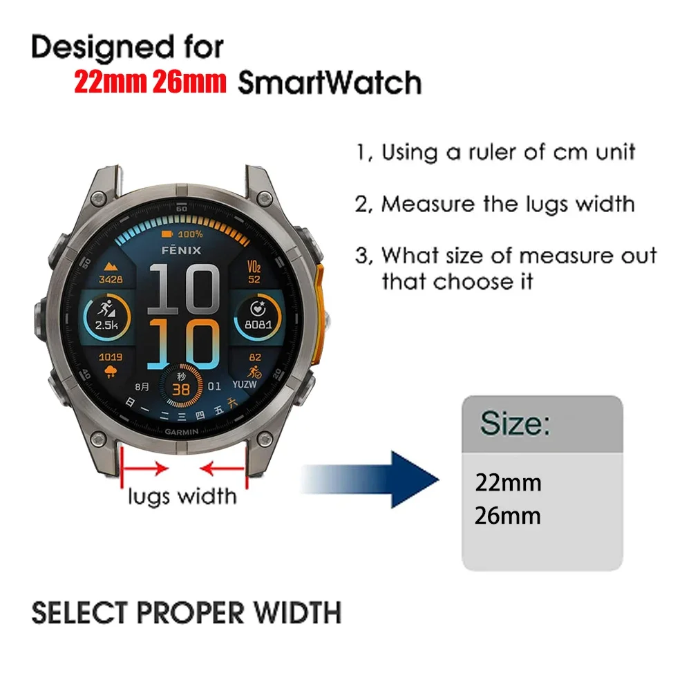 Sport Silicone Strap for Garmin Fenix 8 Pro 47mm 51mm E 7 7X/Epix Pro/6 6X/Enduro 3 Soft Bracelet 22/26mm Quickfit Official Band